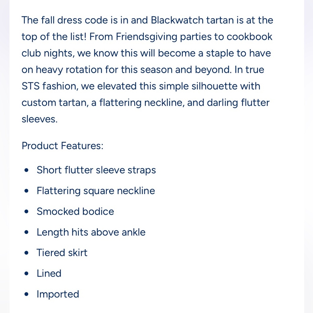 Sail to Sable Flutter Sleeve Smocked Midi dress. Black watch Tartan. S. NWT. - Picture 2 of 4